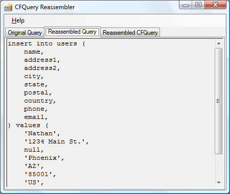 CFQuery Reassembler 2